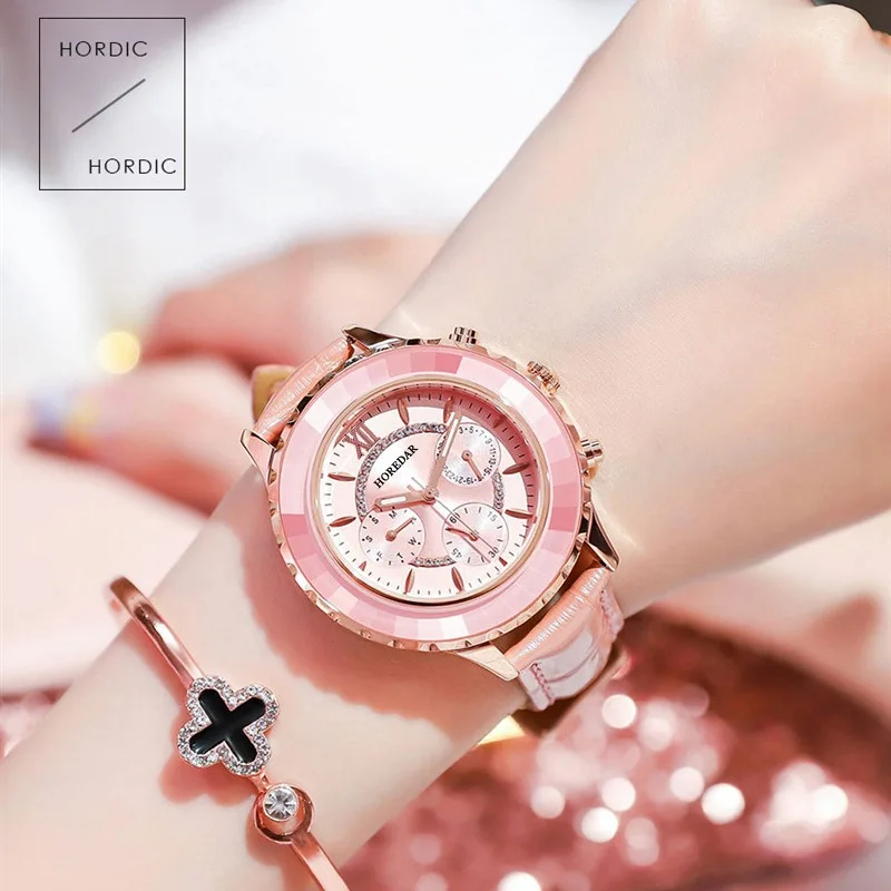 Luxury fashion casual gold women watches bracelet Women's Geneva Roman Numerals Faux Leather Analog Quartz Watch ASL |