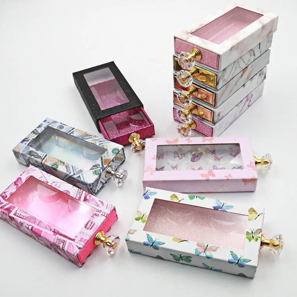 

Eyelash Package Box Lash Cassette Packag Ing Faux Cils High Quality Storage 25mm Mink Eyelashes Magnetic Drawer Case Wholesale
