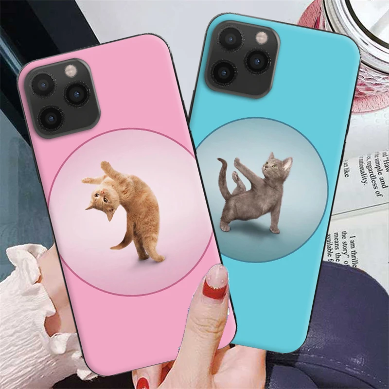 

Funny Cute Cat Phone Case 2021 For iPhone 12 13 Mini 11 Pro Max X XR XS Max 7 8 6 6s Plus SE 2020 Silicone Bumper Cover