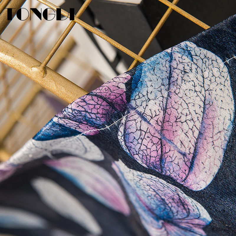 Светонепроницаемые шторы TONGDI элегантные цветные фланелевые с цветочным принтом