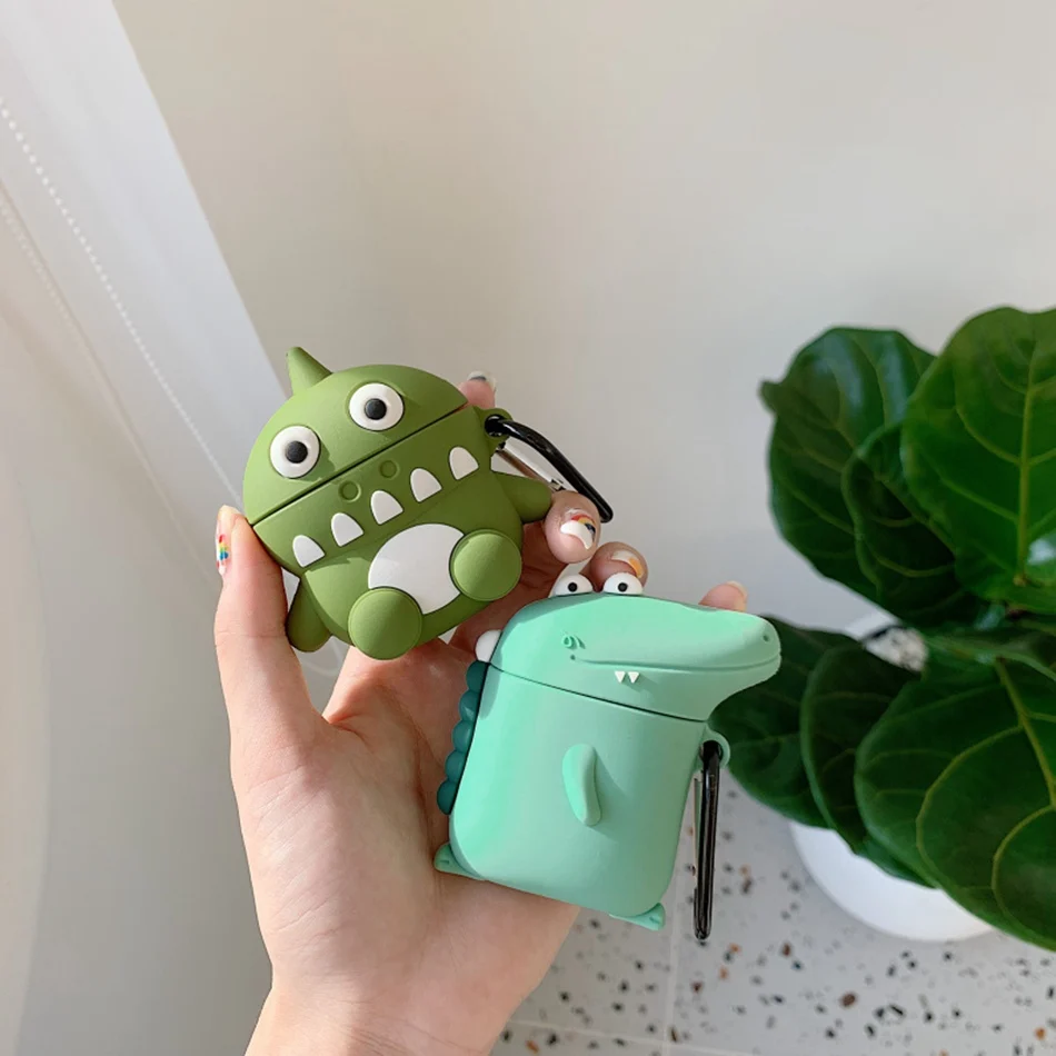 3D чехол для наушников Airpods 2 силиконовый милый кот аниме мультфильм Динозавр Apple Air