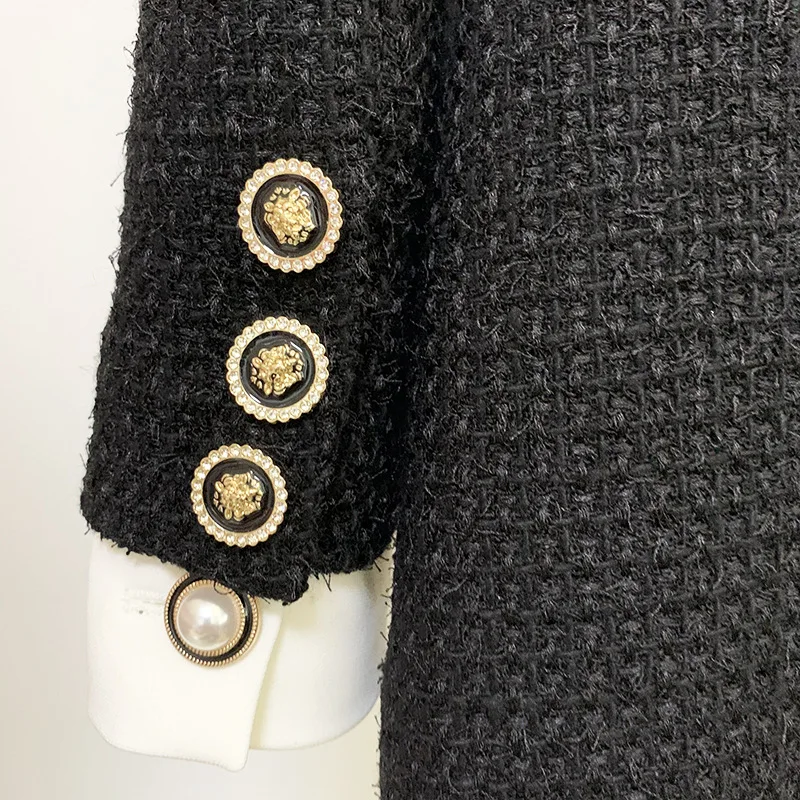 

2021 New Brand Designer Blazer Women's Metal Lion Buttons Double Breasted Classic Blazer Ladies Woolen Jacket Coat Blazers