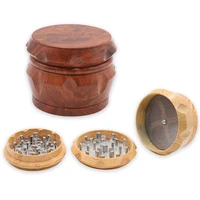 wooden herb hand grinder portable pepper 4 layers crusher fine grinding tool zinc alloy teeth kitchen accessories home supplies