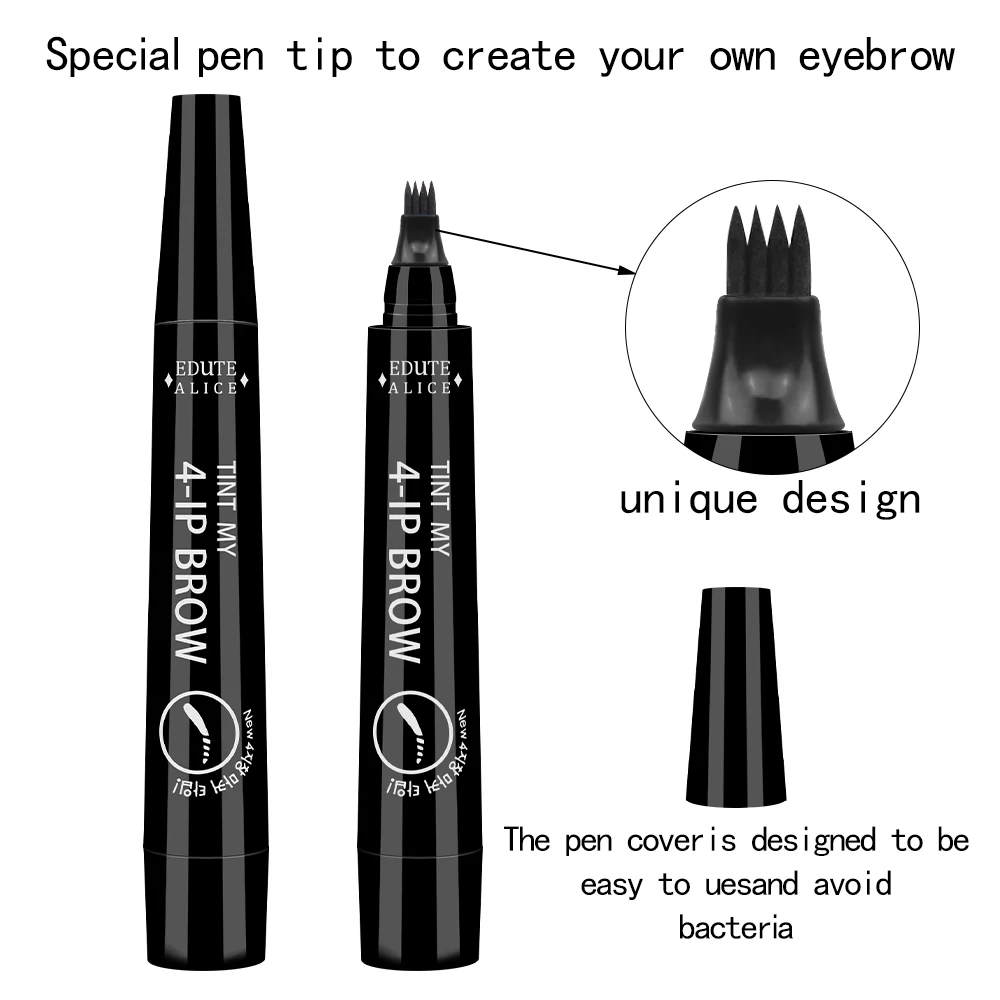 5 Colors 4 Fork Eyebrow Pen Waterproof 3D Liquid Tattoo Pencil Long Lasting Black Brown Brow Tint Makeup Tools Cosmetic | Красота и