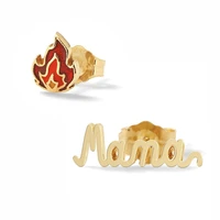 2020 wholesale ins hot sale earrings fire shaped mama set earrings dripping fashion letter earrings female factory direct sales