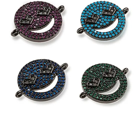 

15*19 мм милое лицо кристалл микро паве cz цирконий кубический цирконий бусины Сделай Сам медное ожерелье Шарм браслет соединители tfg243