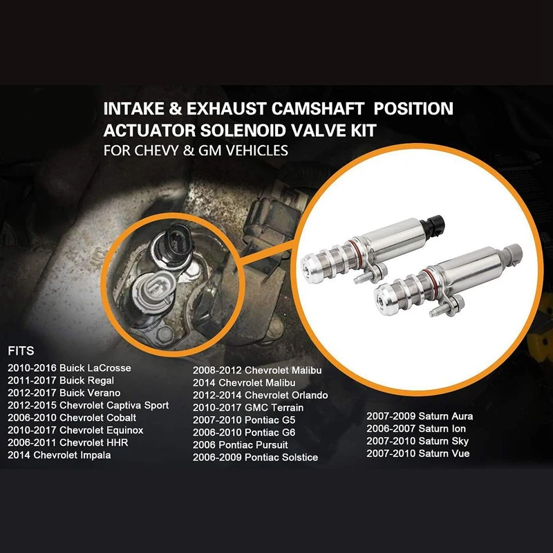 Intake &amp Exhaust Camshaft Position Actuator Solenoid Valve VVT Control Kit Replace 12655420 12655421 for GM Chevy Buick | Автомобили и