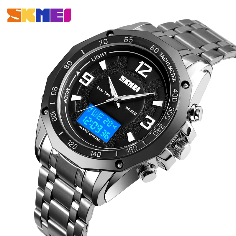 

SKMEI Fashion Sport Watch Digital Wristwatches Men Week Dual Display Waterproof Luminous Black color relogio masculino 1504