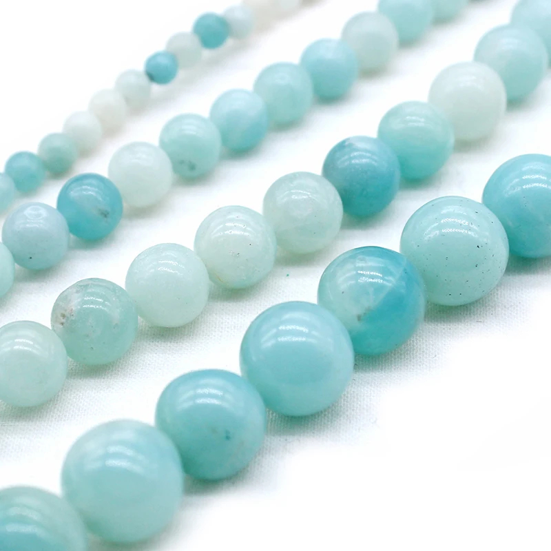 Круглые Гладкие бусины из натурального амазонита 4/6/8/10/12 мм | Украшения и
