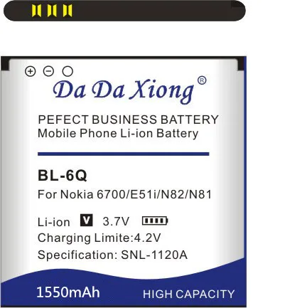 Аккумулятор DaDaXiong BL 6Q 1550 мАч для Nokia 6700C 6700 7900 E51i N82 N81 E51 аккумуляторы