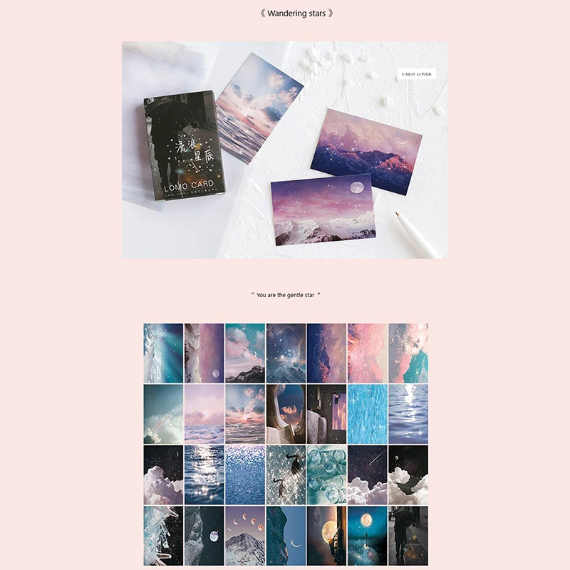 

28pcs Wandering Stars Lomo Card Cartoon Mini Postcard Message Christmas