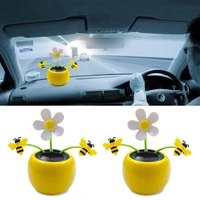 75 dropshippingcreative plastic solar power flower car ornament flip flap pot swing kids toy car accessories