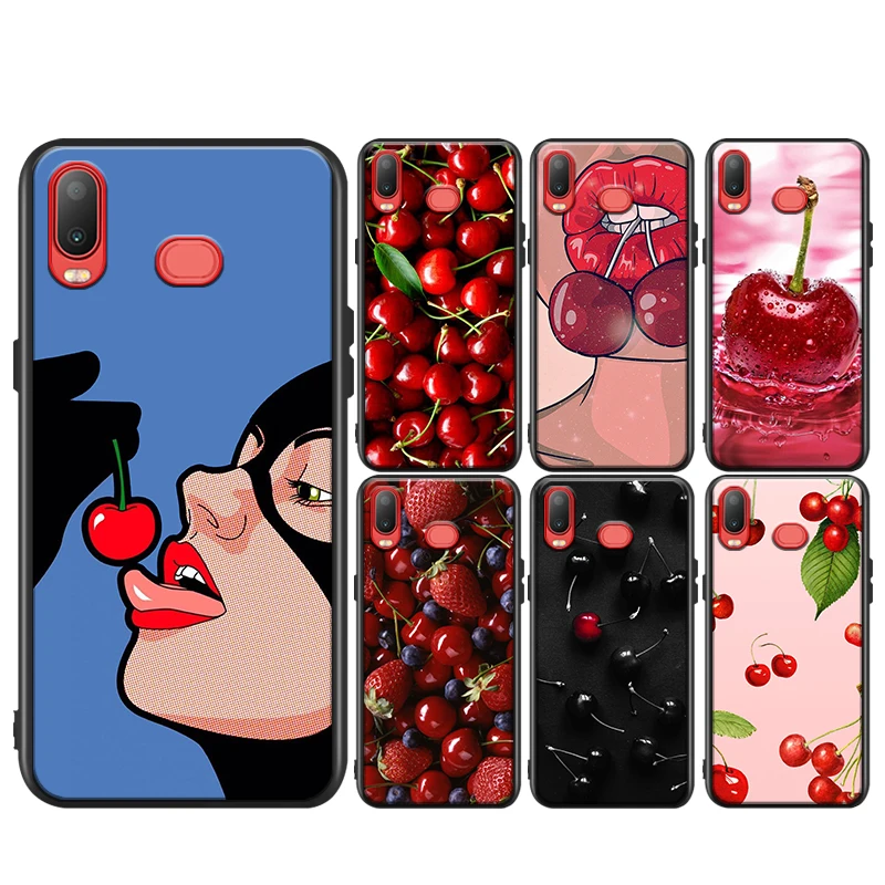 

Red cherry summer fruit for Samsung Galaxy A9 A8 Star A750 A7 A6 A5 A3 Plus 2018 2017 2016 Black Phone Case Soft Cover