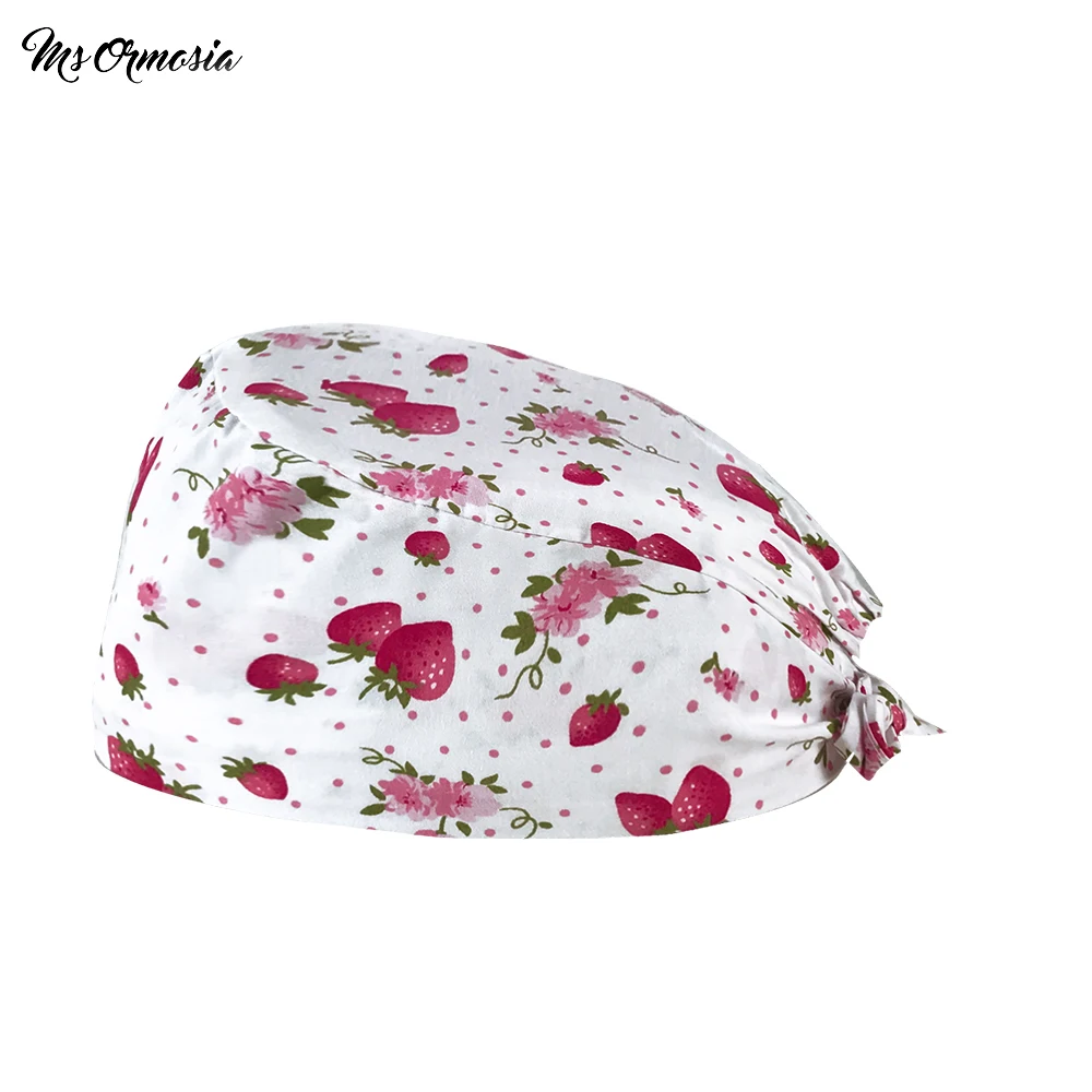 

Шапка с эластичным хвостом для салона красоты, Послеродовое восстановление, летняя, с мультяшным принтом клубники