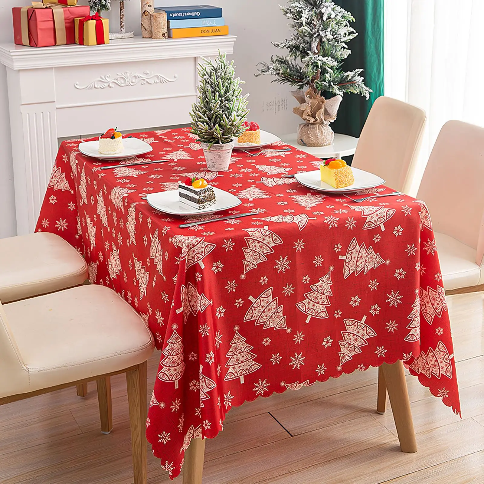 

Прямоугольная атласная Скатерть для ресторана, банкета, скатерть из полиэстера с рождественской тематикой, столовая ткань