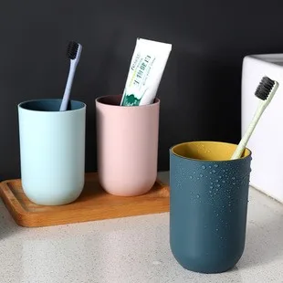 

Bathroom Tumblers Plastic Mouthwash Cup Coffee Tea Water Mug Home Travel Solid Color Toothbrush Holder Cup Drinkware Tools