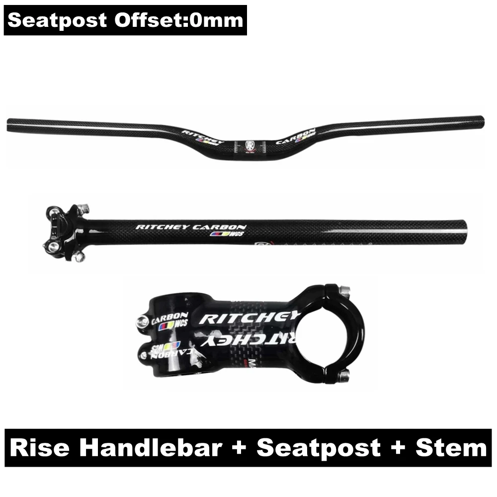 Rise Handlebar SETS Глянцевое углеродное волокно руль Bik MTB руль набор горный велосипед руль+ подседельный штырь+ стержень+ Бар Конец XXX велосипедные части - Цвет: Rise Handlebar SETS