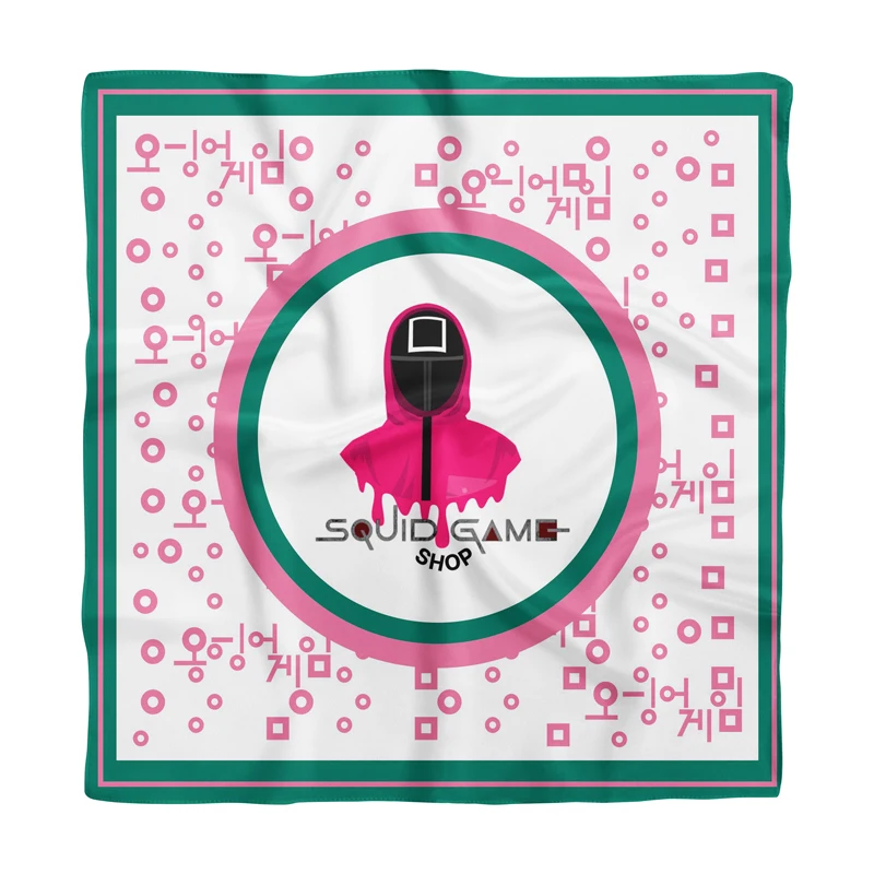 

Роскошный брендовый женский шелковый шарф из игры кальмар, квадратная сумочка для косплея, узкий шарф, галстук, головные шарфы, женские фирм...