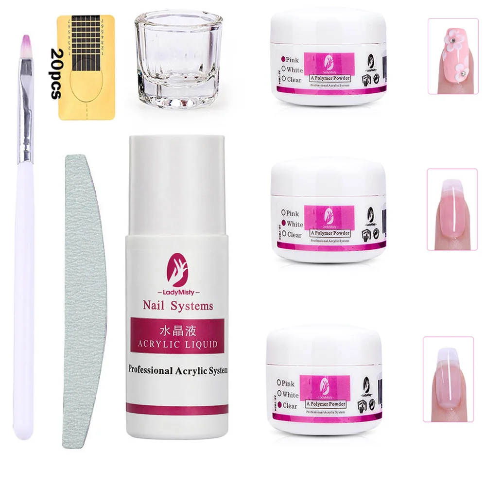 Акриловая пудра кристально-розовый/белый/прозрачный гель для ногтей 3D Типсы