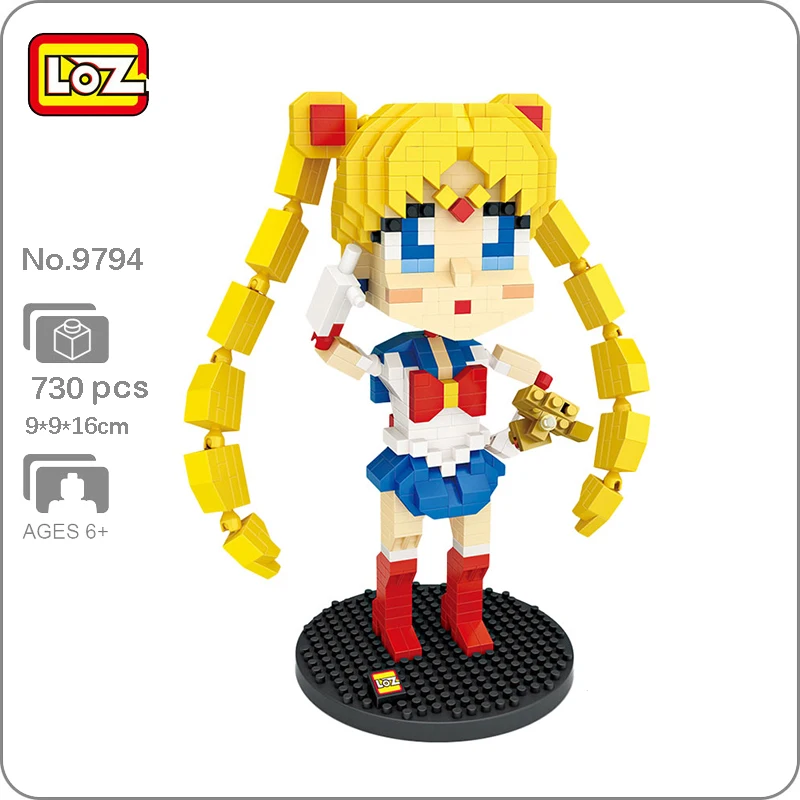 

LOZ 9794 Anime Sailor Moon School Girl Fighter 3D Model Building Blocks Set DIY Mini Diamond Bricks Toy for Boys Children Gifts