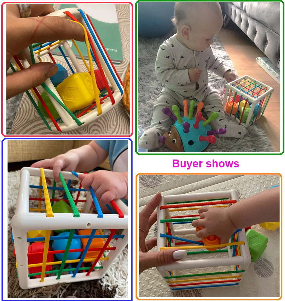 Baby Shape Sorting Toy motor skill tactile touch toy 10 months to 3 years InnyBin soft cube montessori educational toys | Игрушки и