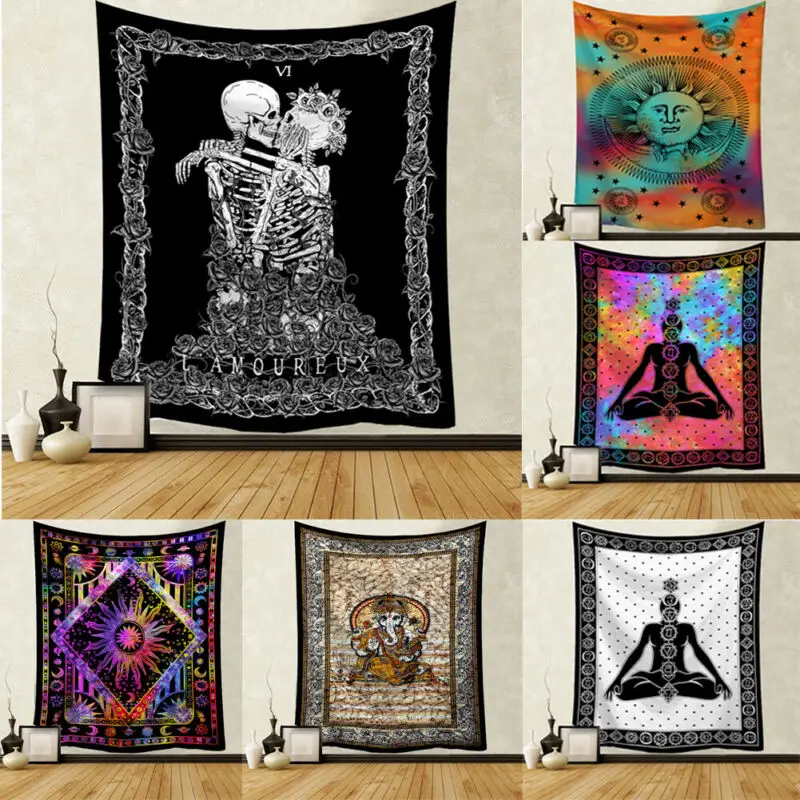 

95 x 73 cm Mandala Tapestry Wall Hanging Macrame Wall Cloth Tapestries Psychedelic Tapestry Mandala Wall Carpet 12 Styles