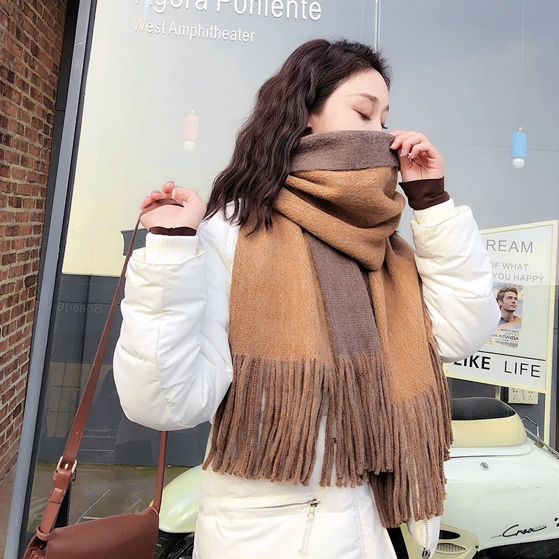 Женский шарф-Пашмина Модный мягкий кашемировый шарф с кисточками зима 2019 |