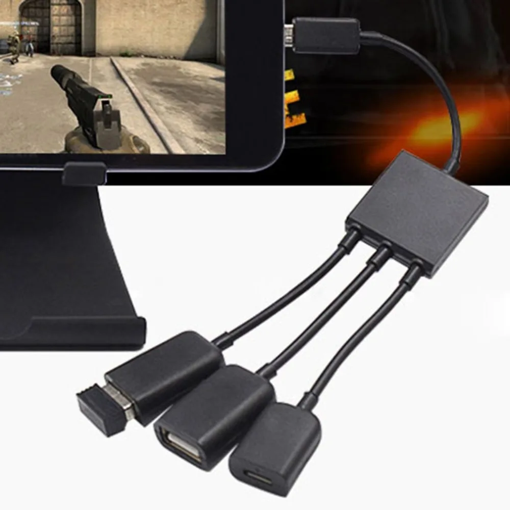 Кабель для передачи данных зарядный кабель type-C/Micro 3 в 1 USB C OTG Хост кабель концентратор Шнур адаптер разъем сплиттер