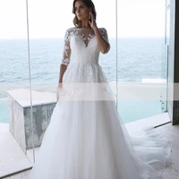 elegant chiffon wedding dresses 2021 robe de mariee for elegant lace beach bridal gowns sleeveless illusion button back princess