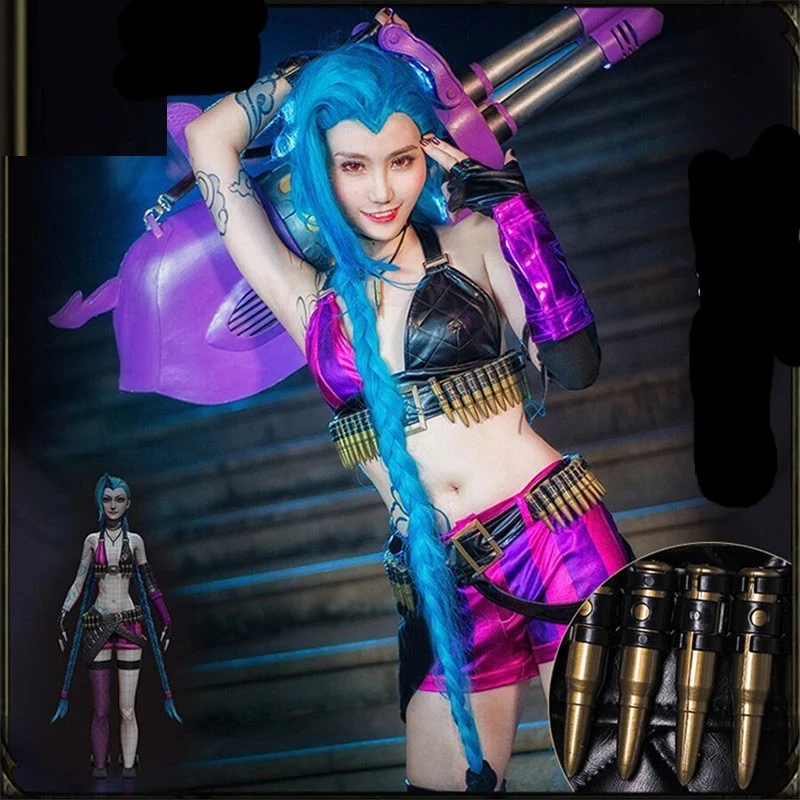 Костюмы в стиле аниме для Хэллоуина оригинальные Волшебные костюмы Jinx из кожи