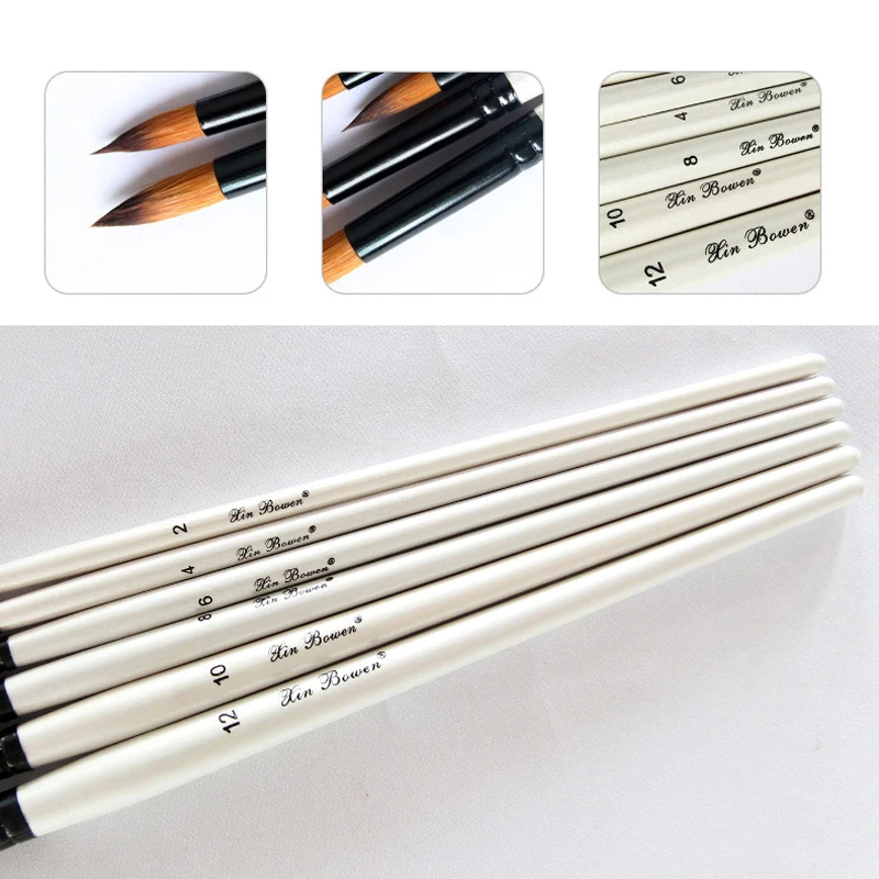 

EZONE 6Pcs/Set Nylon Hair Wooden Handle Watercolor Paint Brush Pen Set DIY Oil Acrylic Painting Art Paint Brushes Supplies
