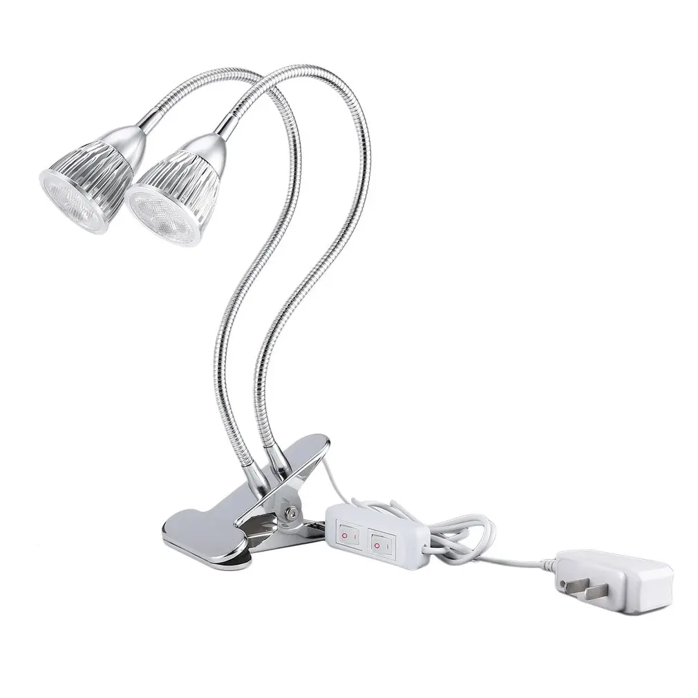 

Светодиодный светильник для выращивания растений, 10 Вт, с двойной головкой, с зажимом, настольная лампа, гидропонный Настольный светильник ...