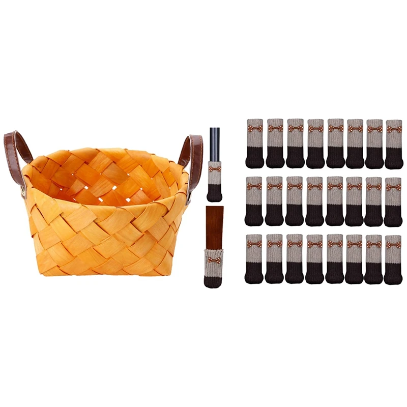 

Creative Hand-Woven Round Hand-Held Fruit Basket 17X7.5cm with Chair Leg Floor Protectors Table Feet Covers 24Pcs
