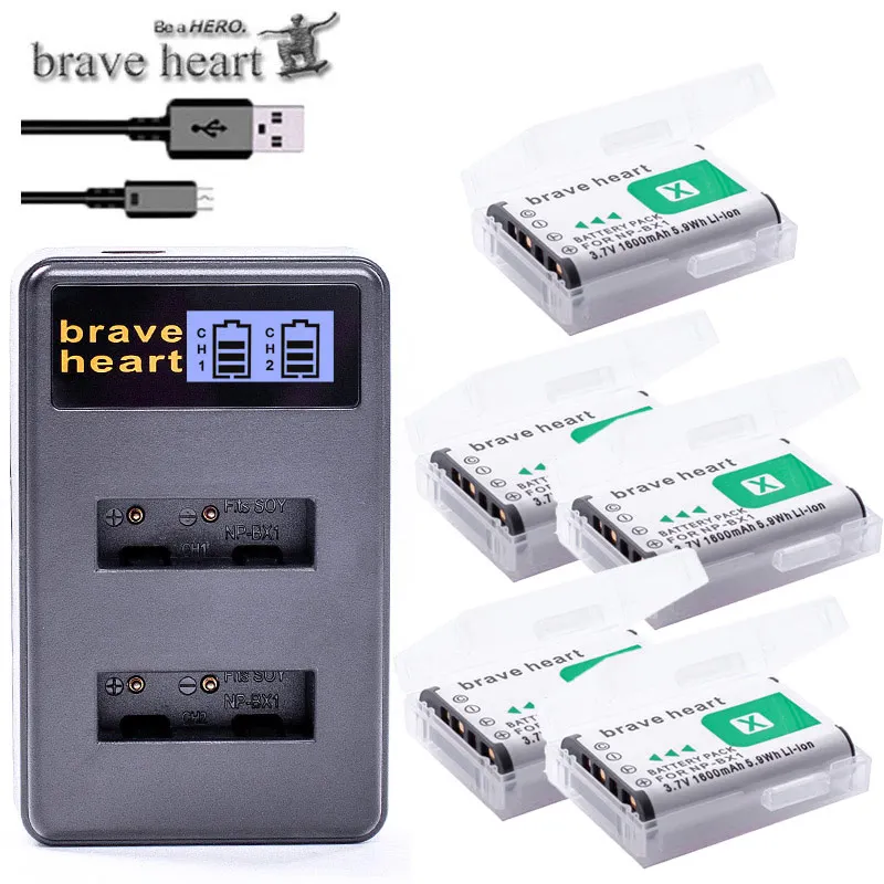 charger and 5battery 6x bateria NPBX1 NP-BX1 NP BX1 Battery Packs+ Dual USB Charger for Sony DSC RX1 RX100 AS100V M3 M2 HX300 HX400 HX50 HX60 GWP88 - Цвет: charger and 5battery