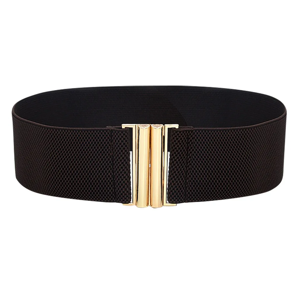 

Drop Shipping Fashion Lady Wide Belts Women Wide Elastic Belt Buckle Waist Dress Elastic Stretch Belt 2021