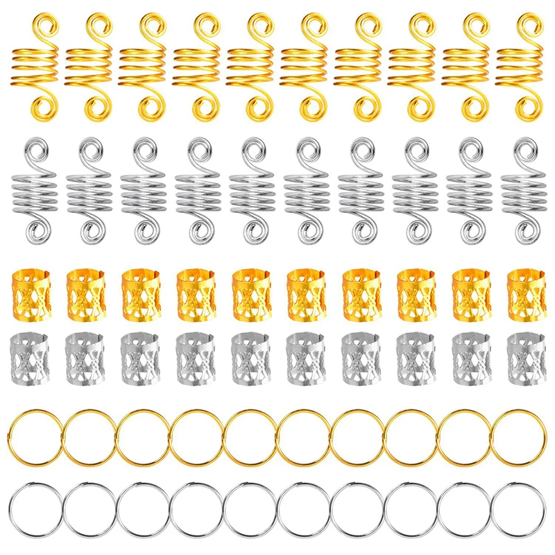 Кольцо для волос серебристое/золотистое 60 шт.|Звенья кольца и трубки| |