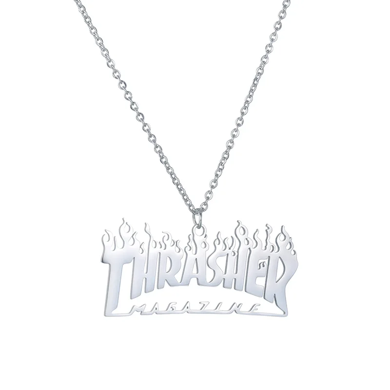 Ожерелье SHOUMAN из нержавеющей стали в стиле хип-хоп с надписью Thrasher | Украшения и