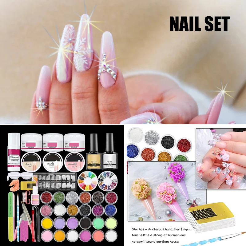 

Набор для ногтей с кристаллами 24 цвета Блестящий Расширенный блеск для ногтей резная пыльца новички для дизайна ногтей для начинающих Дома...