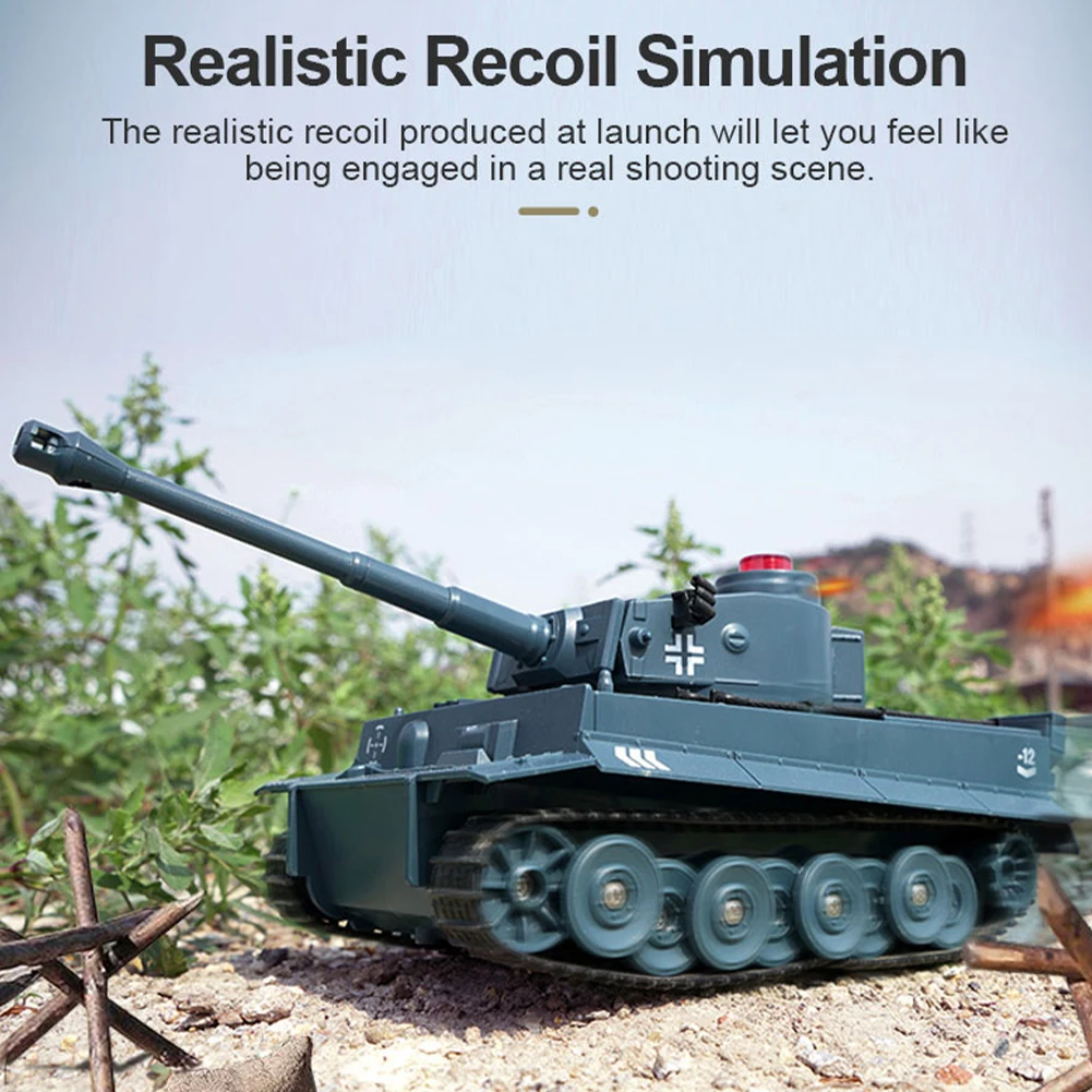 

1:30 2.4G 360 Degree Rotation Vehicle Kids Light Sound Simulation Shoot Gift Battle Toy Programmable RC Tank Model Realistic