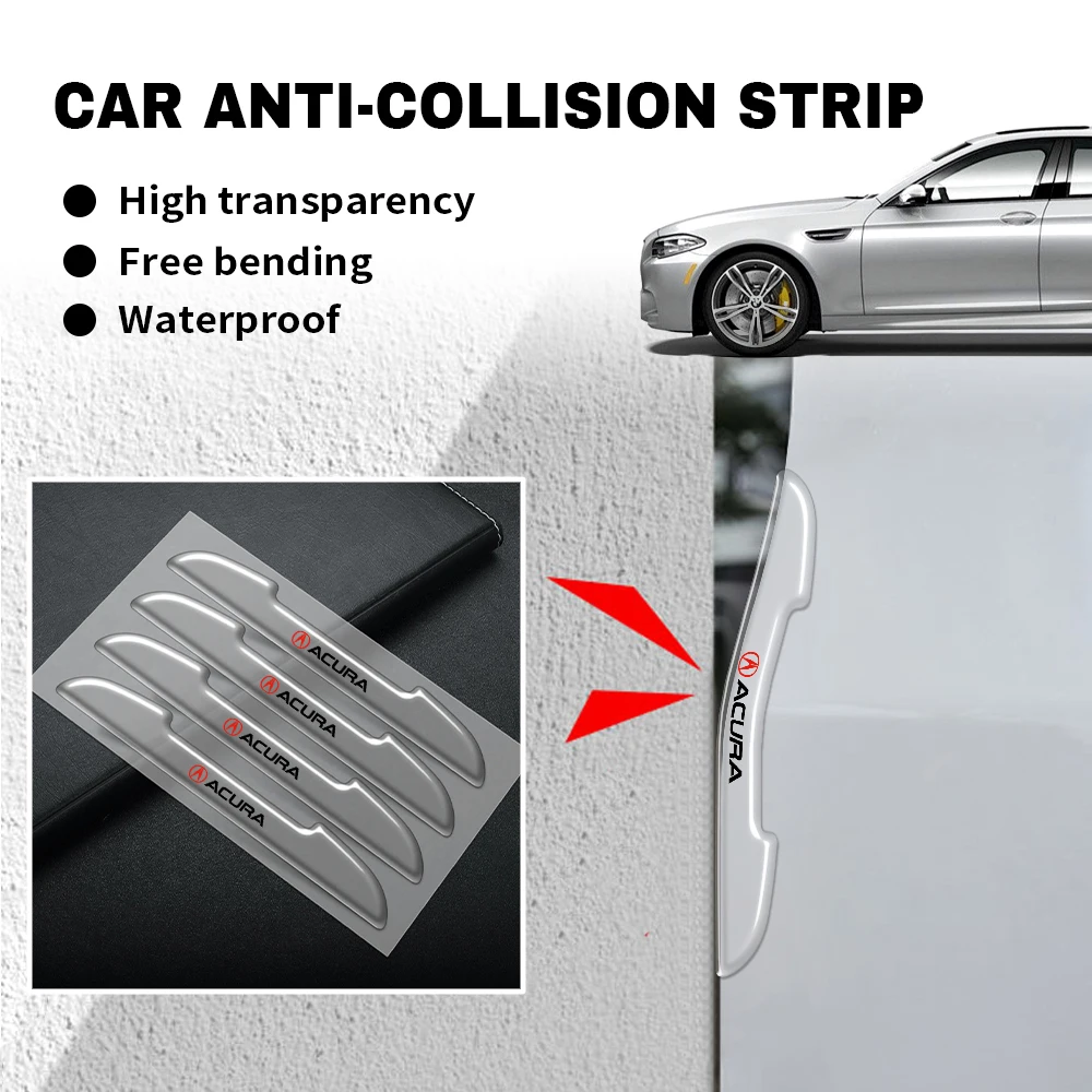 

4Pcs Car Accessories Door Edge Bumper Anti-collision Protective Transparent Sticker For Acura Renault Land Rover Mazda Audi Mini