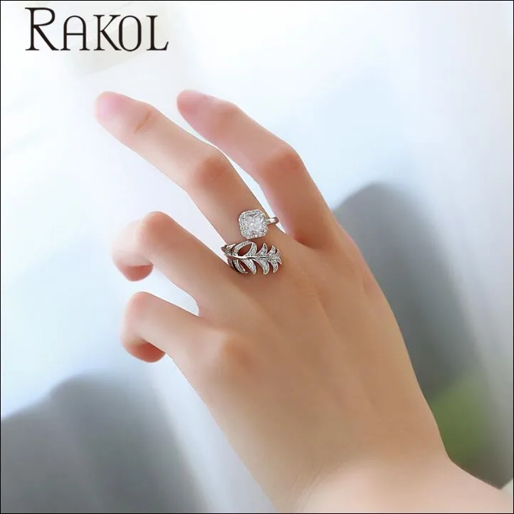 Женские кольца с квадратным фианитом RAKOL забавные повседневные аксессуары для