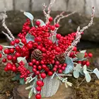 1 упаковка рождественских искусственных сосновых ветвей, красных ягод, Рождественская елка, венок сделай сам, украшения для рождественского стола