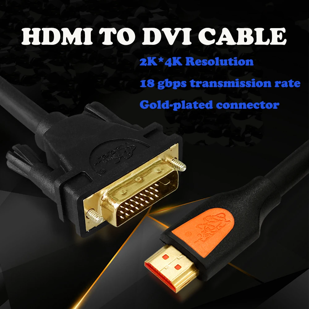 PCER HDMI to DVI Cable Cord Audio Video male cable For PC Monitor HDTV Projector DVI24+1 Male | Электроника