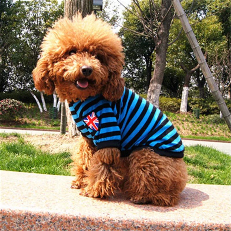 Дешевая Одежда для маленьких домашних животных футболка в полоску с