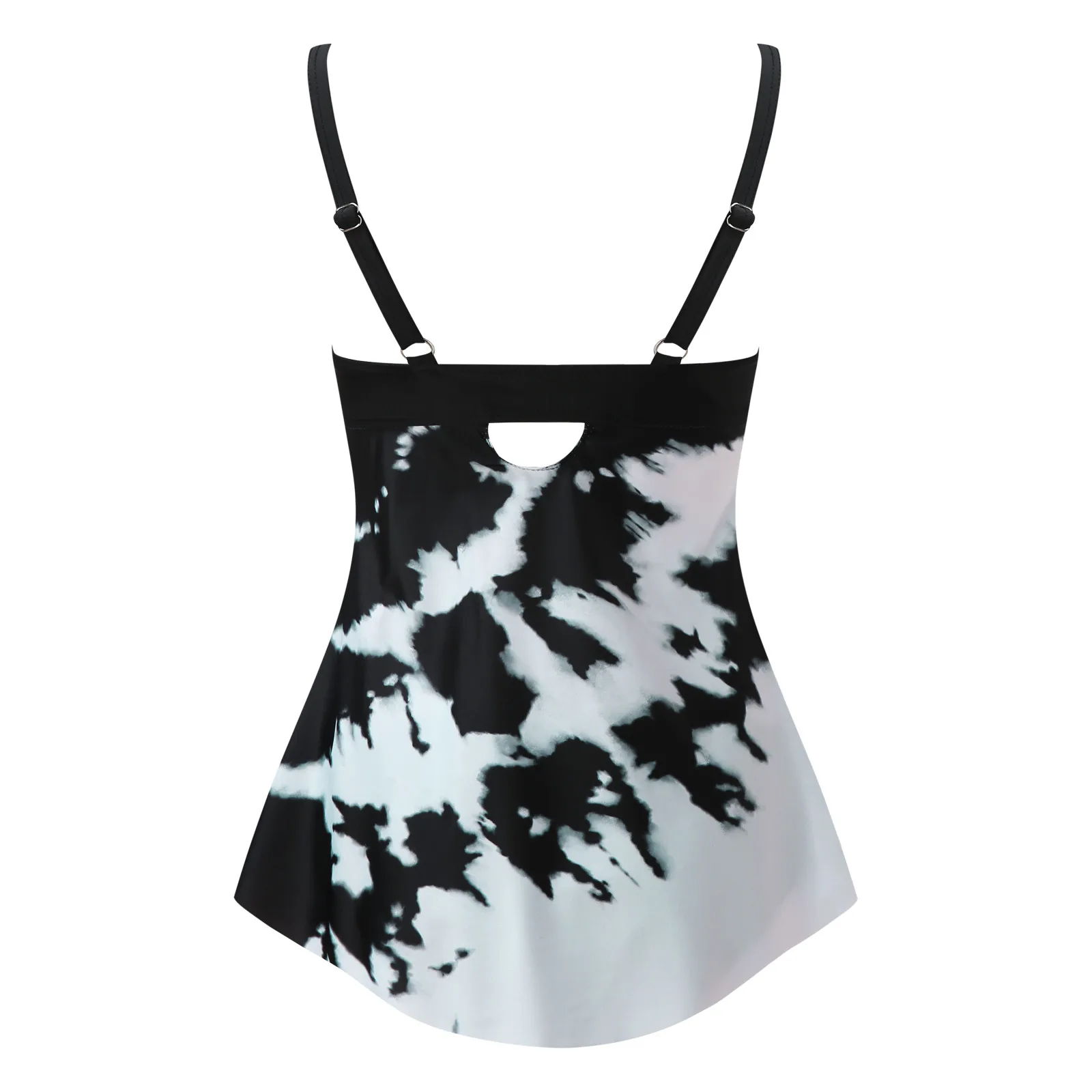 

53# Creative Collision Tankini Women's Sexy Solid Printing Lace Up High Cut Leg Bikini Set Two Piece Swimsuit