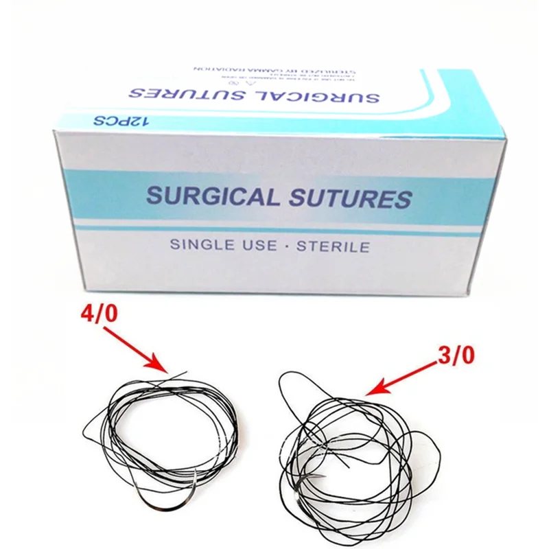 Dental Surgical 4/0 & 3/0 Suture Silk Braided Non Absorbable Suture 75cm