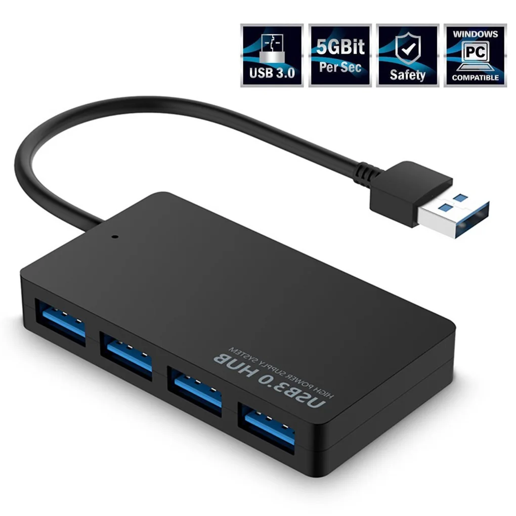 Высокоскоростной концентратор USB 3 0 адаптер для ноутбука ПК внешний с 4 портами