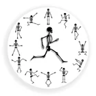 Оригинальные настенные часы с изображением скелета для бега, прыгающие кости черепа, забавные украшения, аксессуары, бесшумные часы для танцев, вечерние часы на Хеллоуин