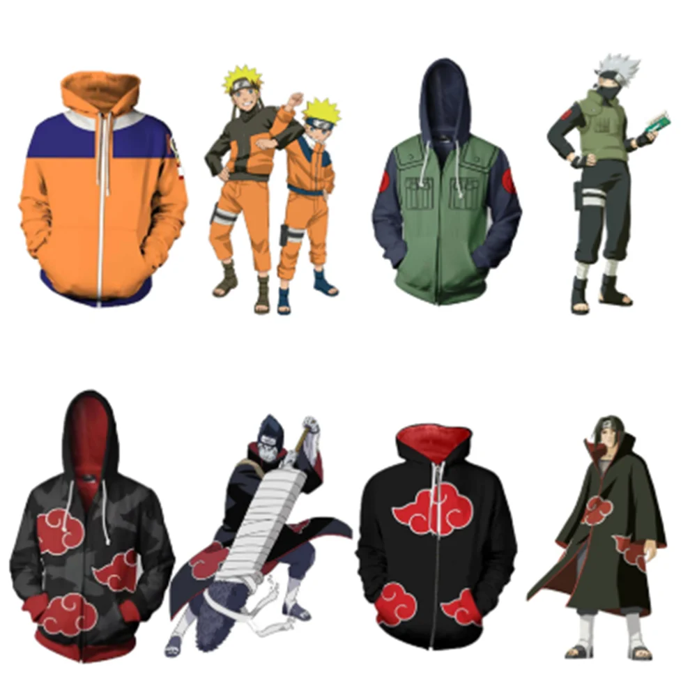 Мужские женские мальчики косплей костюм Наруто толстовки аниме 3D принт куртка