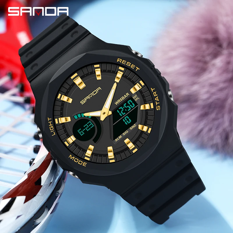 

SANDA Watches Mens Led Digital Watch Men Sports Military Army Wristwatches Male Analog S Shock Resistant Clock Men Reloj Hombre
